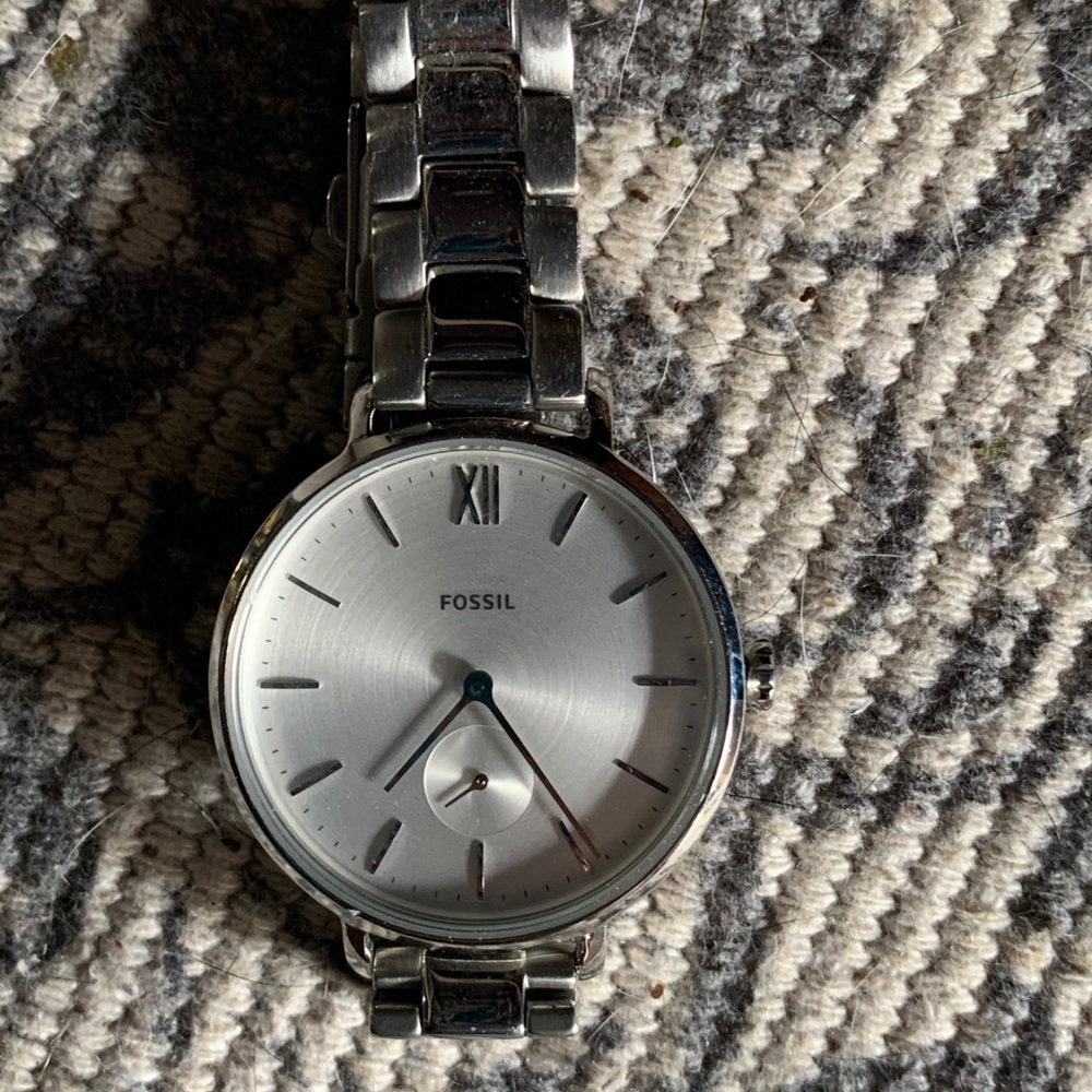 Silver Fossil Watch
